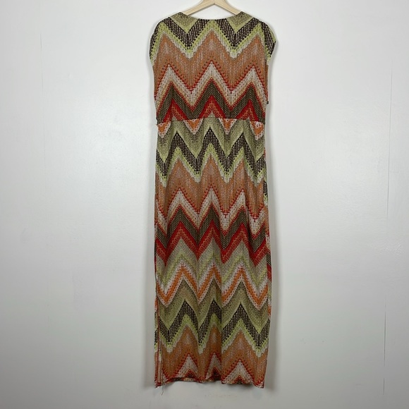 Chico's Maxi Dress Knit Womens 3 Sleeveless V Neck Stretch Drawstring Shoulders - Picture 7 of 11